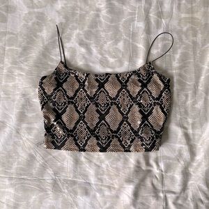 Lined snakeskin sequin crop top